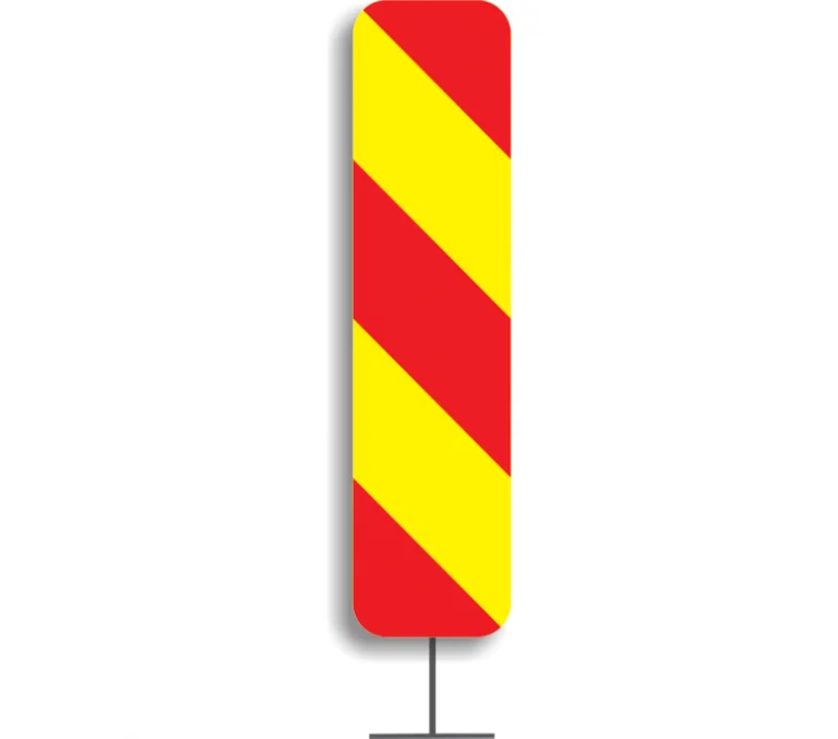 Baliză direcțională care indică ocolirea obstacolului prin dreaptă