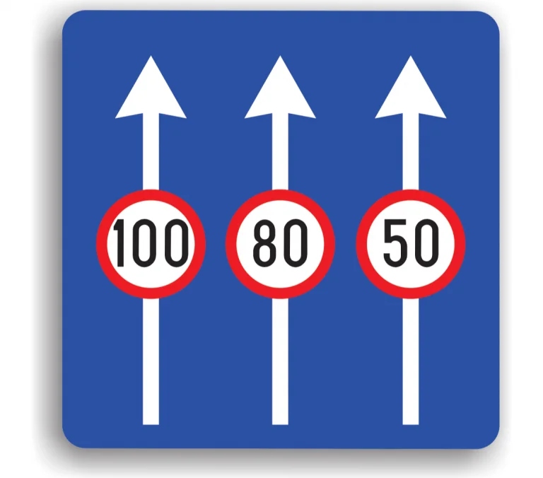 Limitare maximă de viteză pentru diferite benzi de circulație